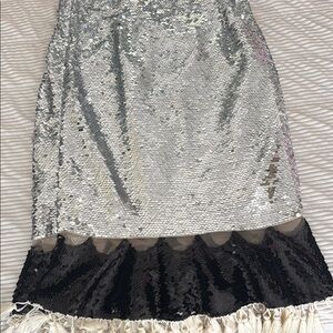 Sachin + Babi Silver Sequin Midi Pencil Skirt